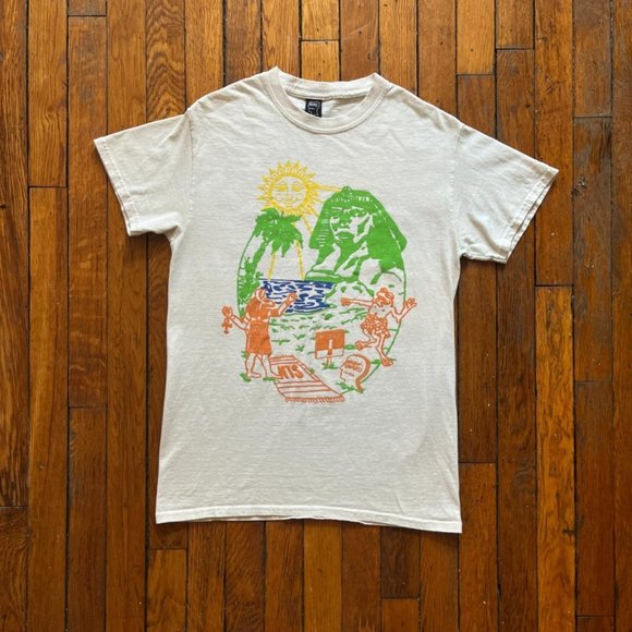 Limited Edition Brain Dead NTS RIDER Sandals Terrible Summer Unisex Cream TShirt - Picture 1 of 6